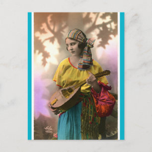 Postal Vintage Mandolin Gypsy