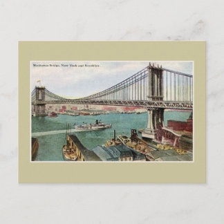 Postal Vintage Manhattan Bridge, Hudson, Brooklyn NYC