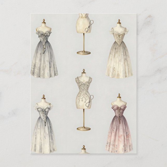 Postal Vintage Mannequin Ballgown Pattern (Anverso)