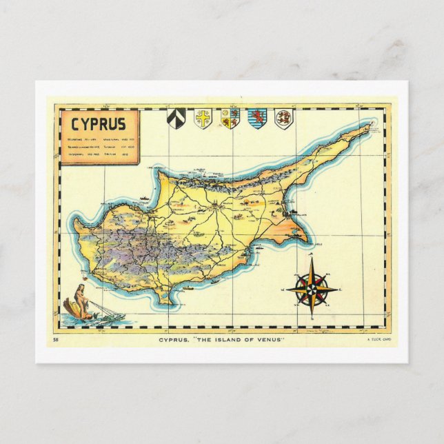 Postal Vintage Map of Cyprus (Anverso)