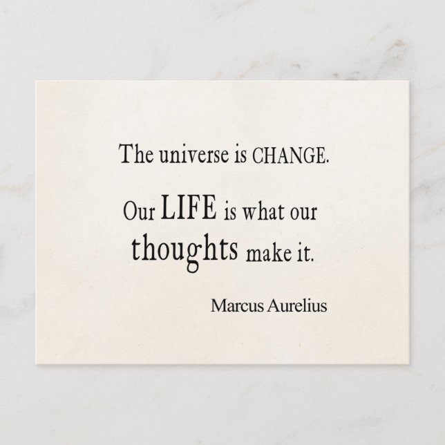Postal Vintage Marcus Aurelius Universe Change Life Cita (Anverso)