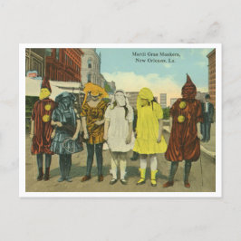 Postal Vintage Mardi Gras chicas disfrazados