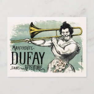 Postal Vintage Marguerite Dufay Trombone