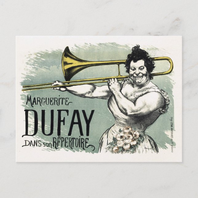 Postal Vintage Marguerite Dufay Trombone (Anverso)