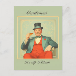 Postal Vintage Martini Dandy - Caballeros, es Sip O'Clock