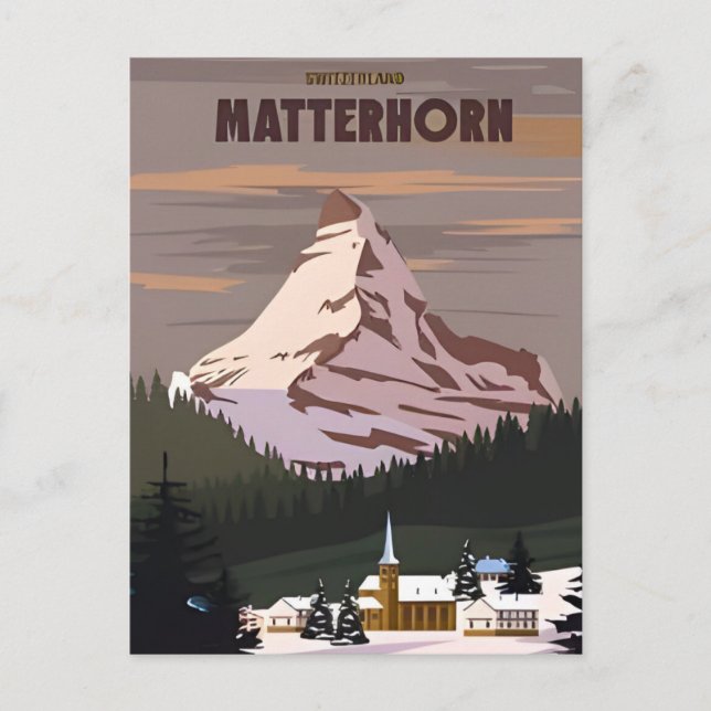 Postal Vintage Matterhorn Suiza (Anverso)