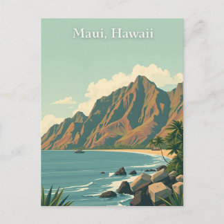 Postal Vintage Maui, Hawaii Travel Illustration