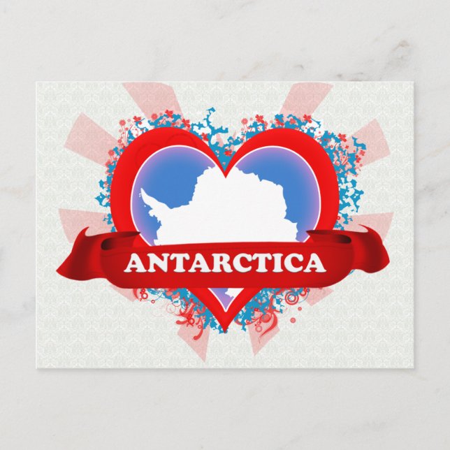 Postal Vintage me encanta la Antártida (Anverso)