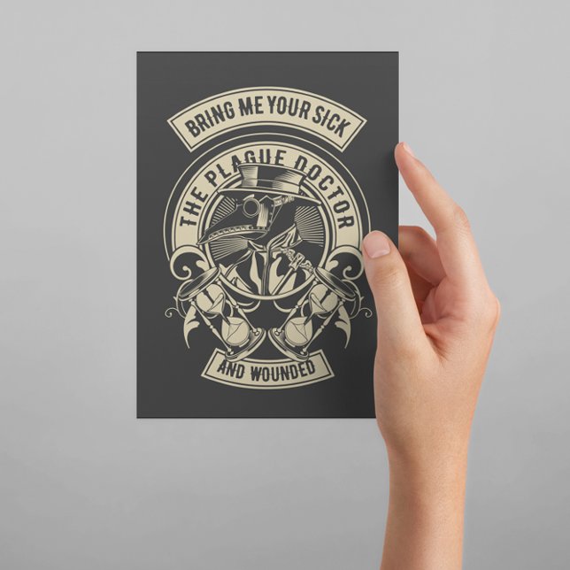 Postal Vintage Médica de la peste (plague doctor black postcard)