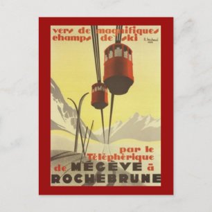 Postal Vintage Mégève, Rhône-Alpes, Francia -