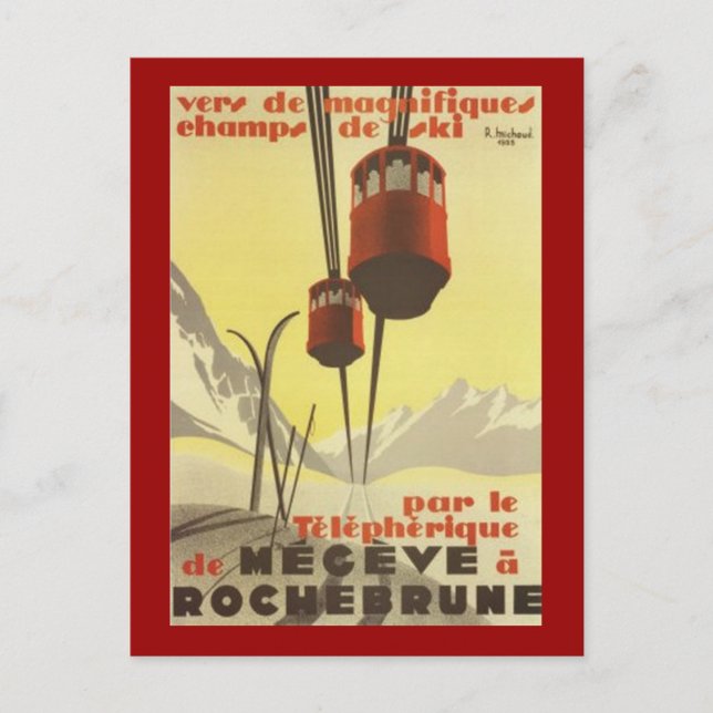 Postal Vintage Mégève, Rhône-Alpes, Francia - (Anverso)