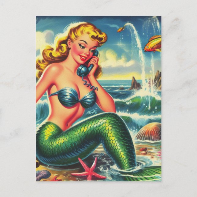 Postal Vintage Mermaid Pin Up (Anverso)