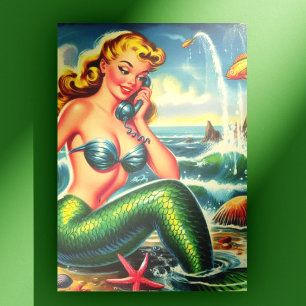 Postal Vintage Mermaid Pin Up
