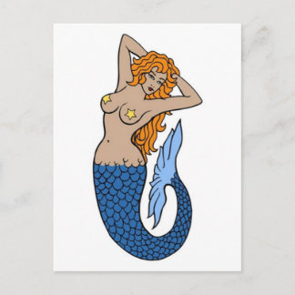 Postal Vintage Mermaid Tattoo Art