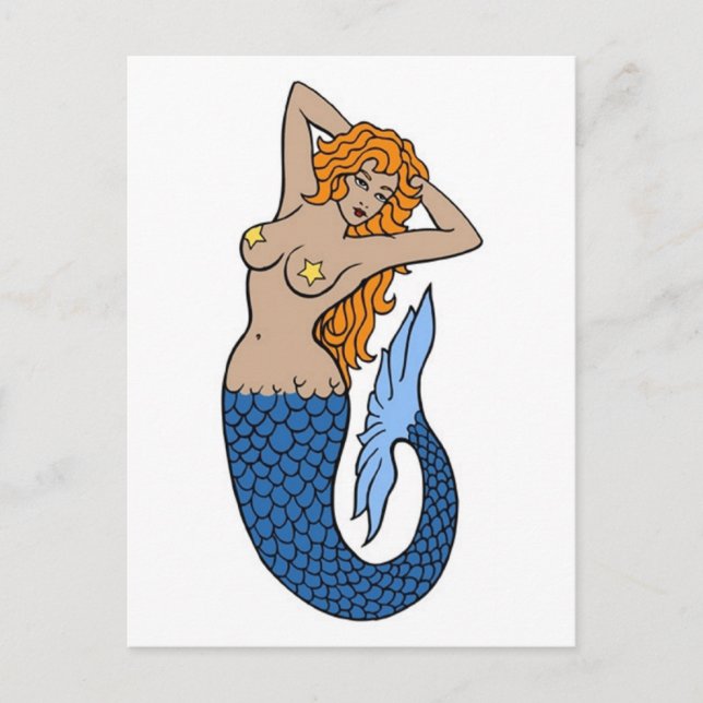 Postal Vintage Mermaid Tattoo Art (Anverso)