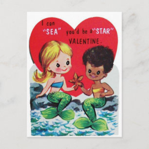Postal Vintage Mermaids Valentine
