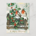 Postal Vintage Merry Christmas<br><div class="desc">La tarjeta postal de las aves navideñas vintage.</div>