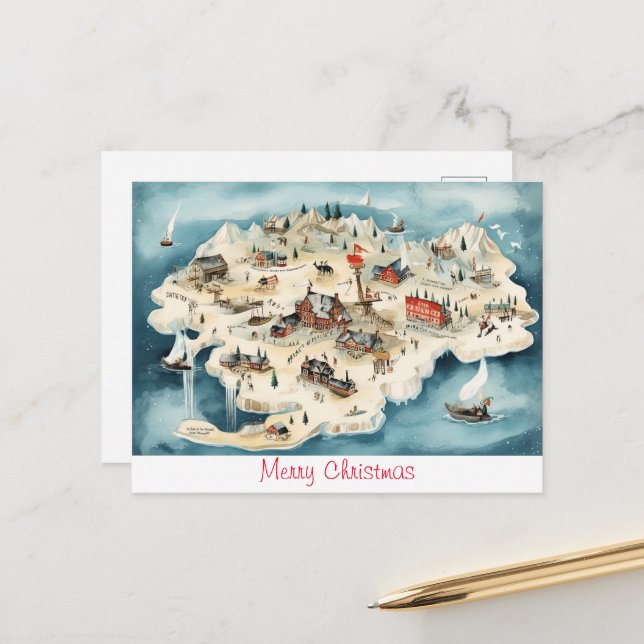 Postal Vintage Merry Christmas (Anverso/Reverso In Situ)