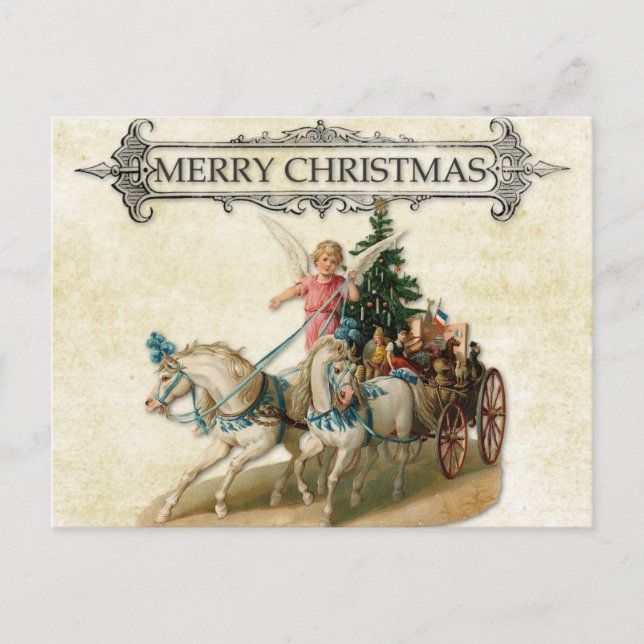 Postal Vintage Merry Christmas Angel (Anverso)