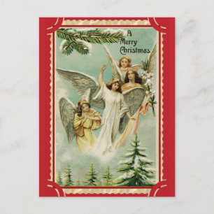 Postal Vintage Merry Christmas Angel