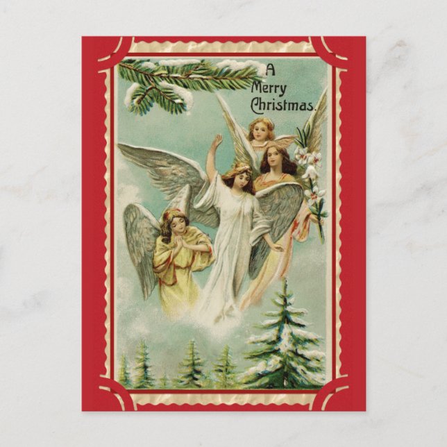 Postal Vintage Merry Christmas Angel (Anverso)