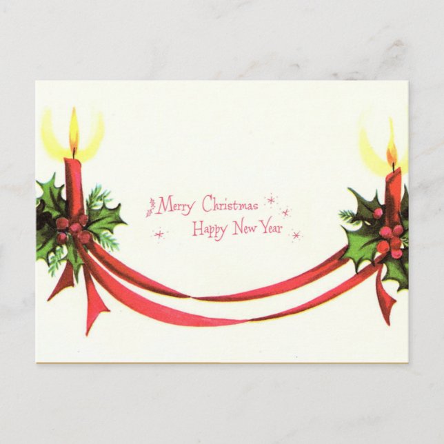 Postal Vintage Merry Christmas Candles (Anverso)