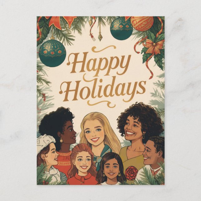 Postal Vintage Merry Christmas Family New Year Message (Anverso)