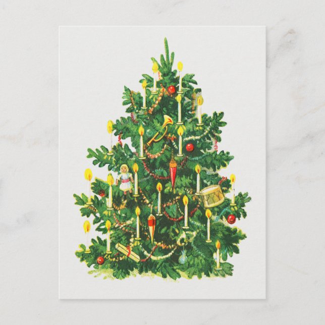 Postal Vintage Merry Christmas Tree Greetings (Anverso)