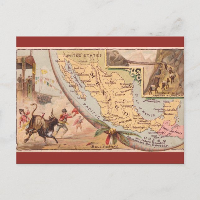 Postal Vintage Mexico Map (Anverso)