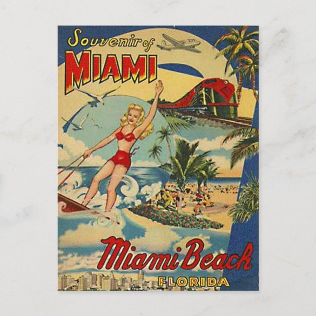 Postal Vintage Miami Beach, Florida, Estados Unidos - (Anverso)