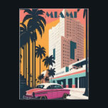 Postal Vintage Miami Florida estados unidos de américa<br><div class="desc">vintage,  retro,  travel,  moderno,  acuarela,  clásico,  estados unidos,  américa,  Miami,  Florida, </div>