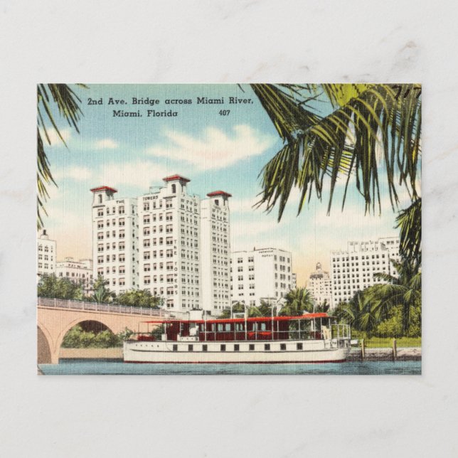 Postal Vintage, Miami River Miami, Florida (Anverso)