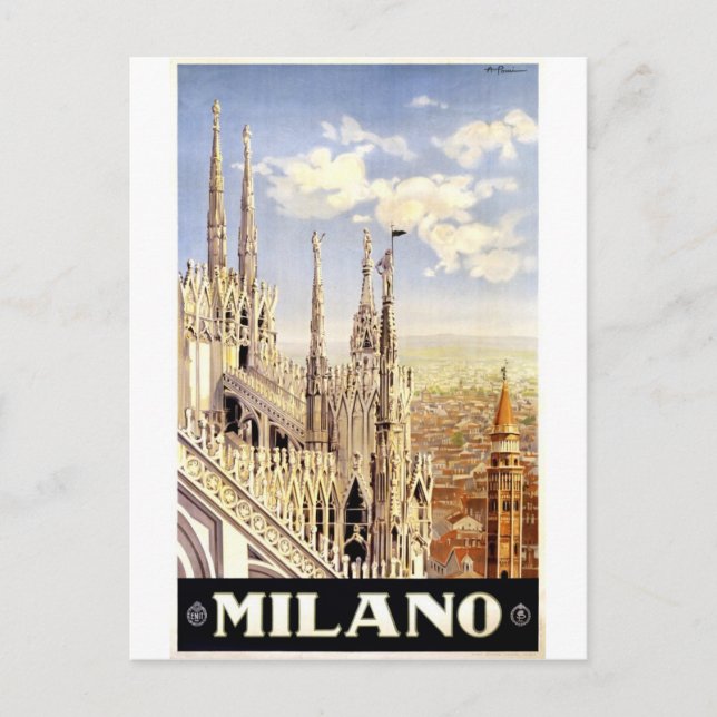 Postal vintage-milano-travel-poster. (Anverso)