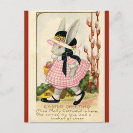 Postal Vintage Miss Molly Cottontail Deseos de Pascua