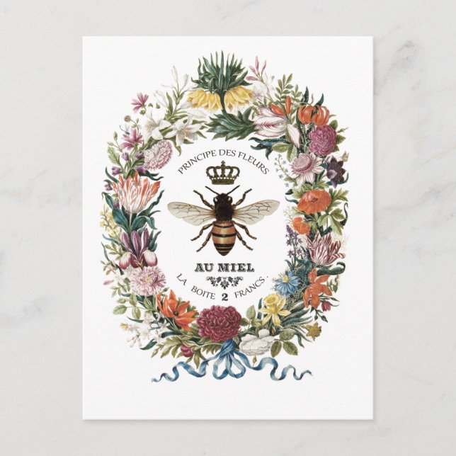 POSTAL VINTAGE MODERNA BOTANICAL QUEEN BEE (Anverso)