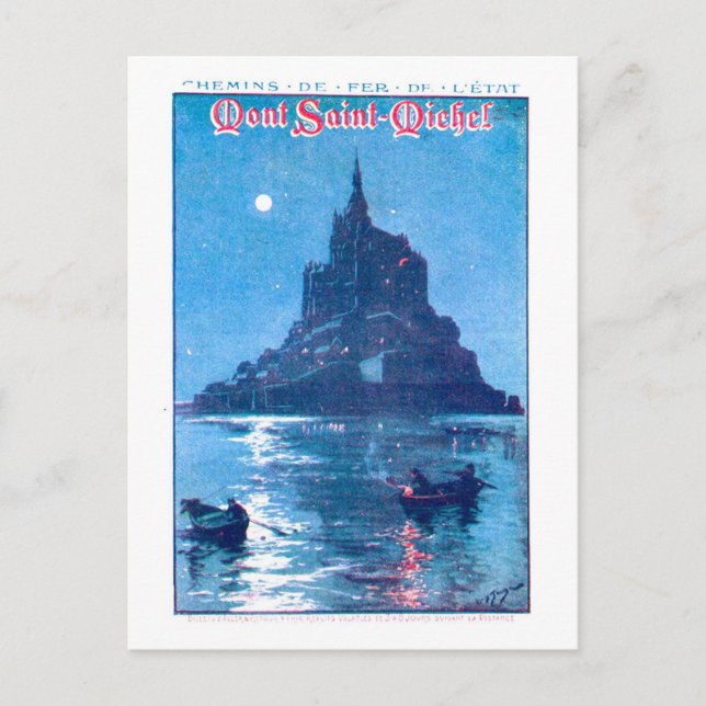 Postal Vintage Mont Saint-Michel Travel Poster (Anverso)