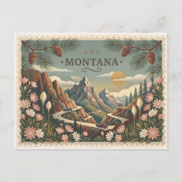 Postal Vintage Montana Travel Poster Art