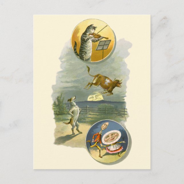 Postal Vintage Mother Goose Nursery Rhyme Hey Diddle (Anverso)