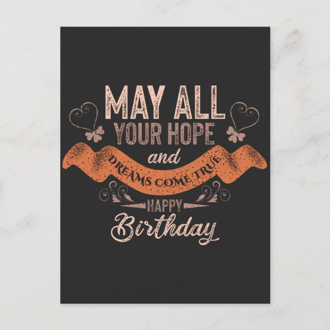 Postal Vintage Motivational Happy birthday wishes (Anverso)