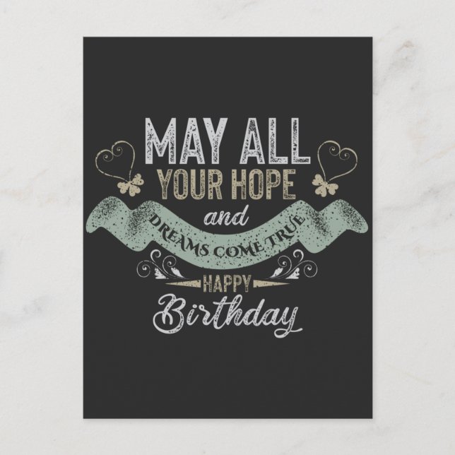 Postal Vintage Motivational Happy birthday wishes (Anverso)