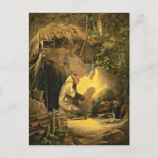 Postal Vintage, Motive - Hermit Grilling Chicken (Anverso)