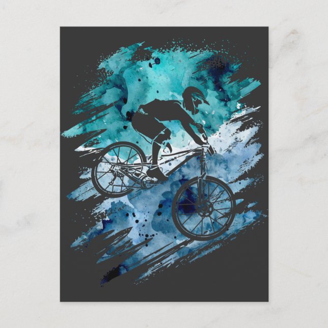 Postal Vintage Mountain Bike Nature Downhill Bicicleta (Anverso)