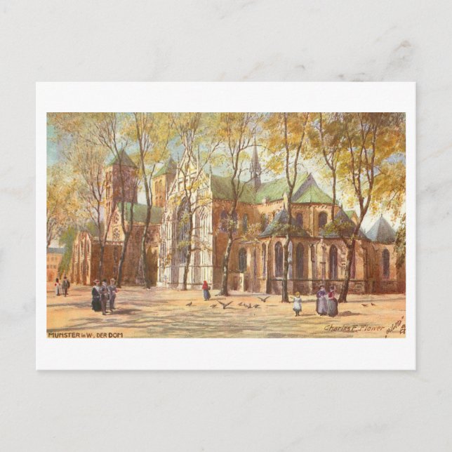 Postal Vintage Munster Alemania Dom/Catedral (Anverso)