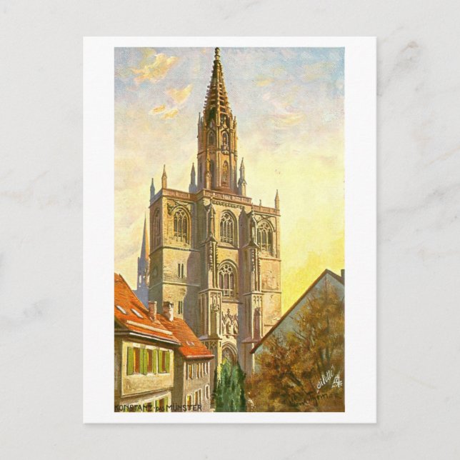 Postal Vintage Munster en Konstanz, Alemania (Anverso)