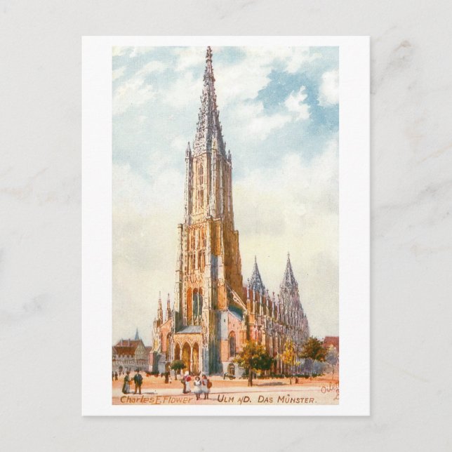 Postal Vintage Munster en Ulm, Alemania (Anverso)