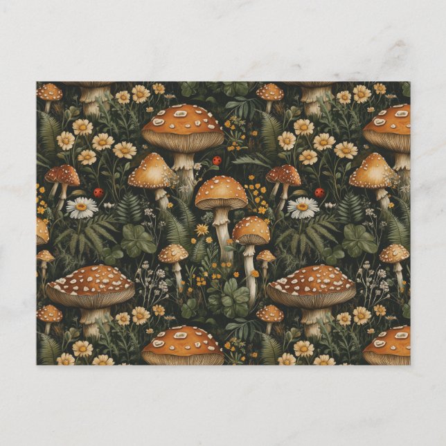 Postal Vintage Mushroom Garden Patrón de Seamless (Anverso)