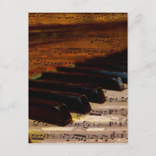 Postal Vintage Musical Notes and Piano