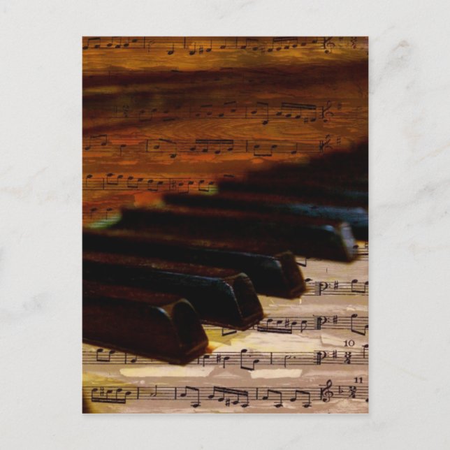 Postal Vintage Musical Notes and Piano (Anverso)