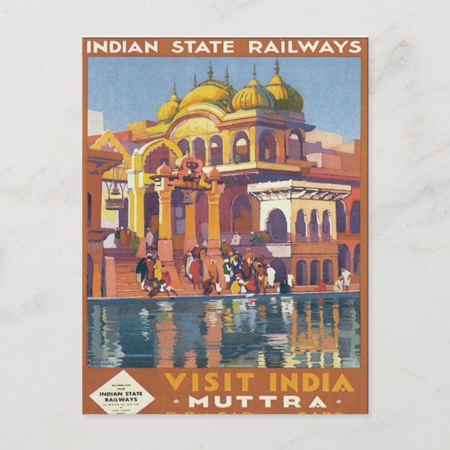 Postal Vintage Muttra Mathura India Postcard (Anverso)