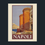Postal Vintage Nápoles Italia Napoli Italia Viaje<br><div class="desc">¡A cualquiera le encantaría recibir esta tarjeta postal italiana con ilustracion retro de la ciudad de Nápoles,  Italia o Napoli en Italia!</div>